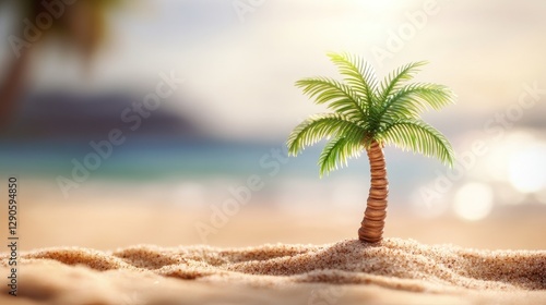 Miniature Palm Tree on Sand...