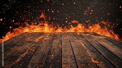 Fiery Wooden Planks Burning...