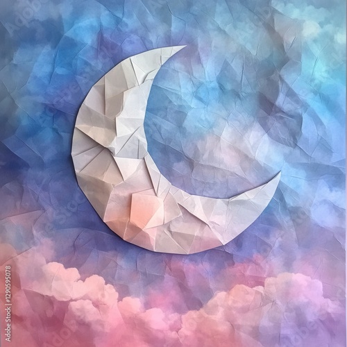 Soft pastel origami moonthemed art display