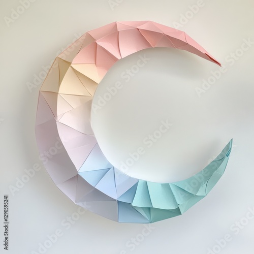 Soft pastel origami moonthemed art display