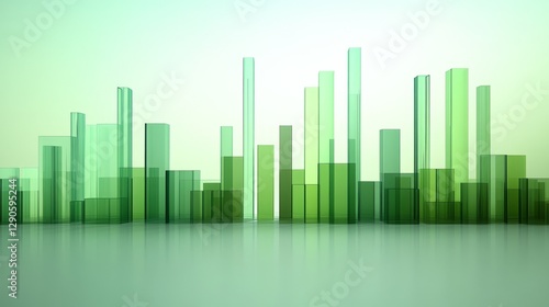 Abstract Green Glass Citysc...