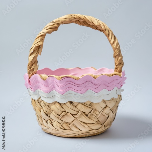 Pink and white wavy patterned Easter basket mouth