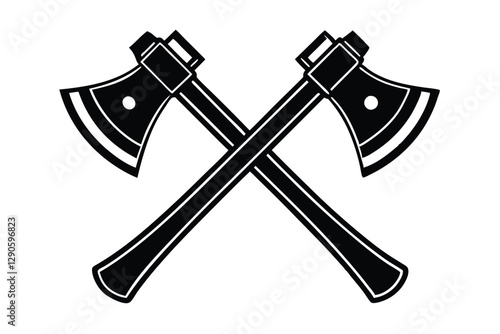 two axe icon  silhouette vector on white background