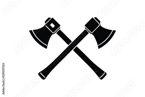 two axe icon  silhouette vector on white background