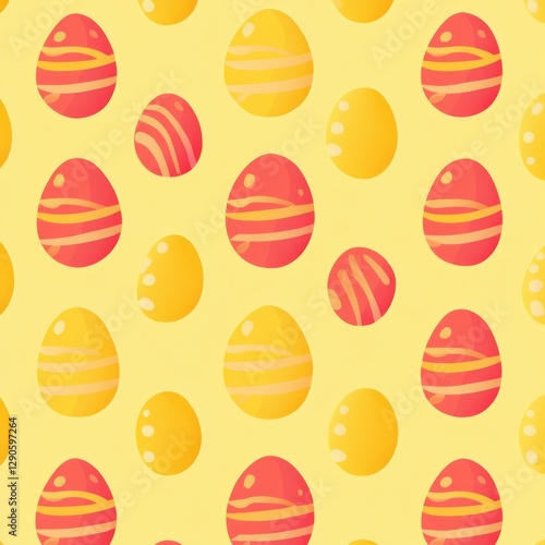 Bright vector Easter egg pattern on yellow background flat design