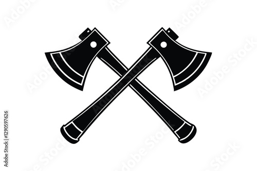 two axe icon  silhouette vector on white background
