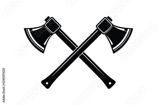 two axe icon  silhouette vector on white background