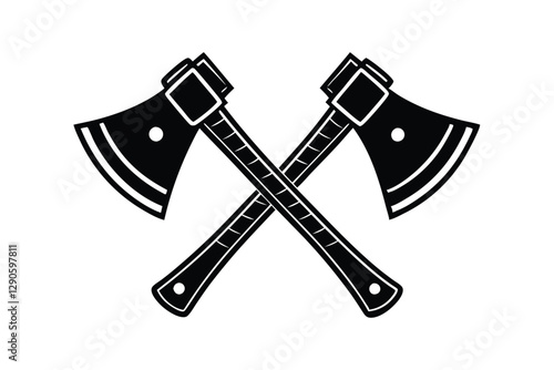 two axe icon  silhouette vector on white background