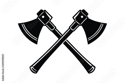 two axe icon  silhouette vector on white background