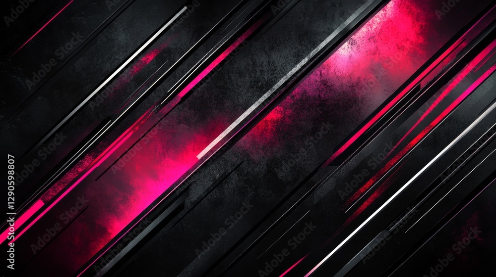 Glowing neon lines on a dark background with a black and pink gradient. Metallic texture and diagonal lines create a futuristic and technological vibe. Glowing neon lines on a dark background with a black and pink gradient. Metallic texture and diagonal lines create a futuristic and technological vibe.