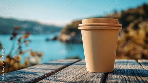 A Cup Of Coffee On A Wooden Table Outdoors