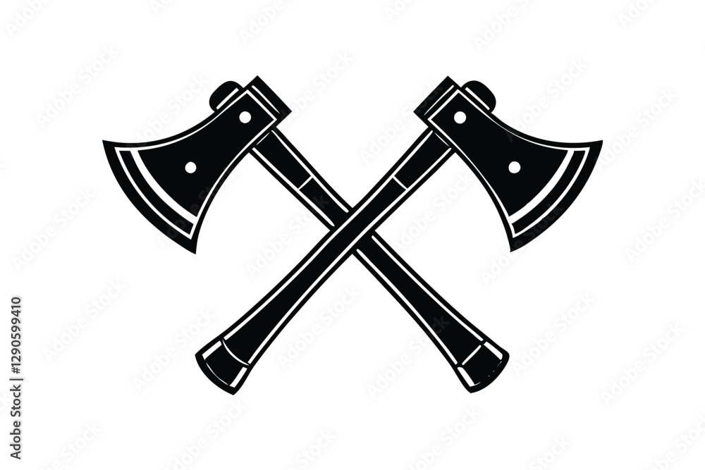 two axe icon silhouette vector on white background two axe icon silhouette vector on white background