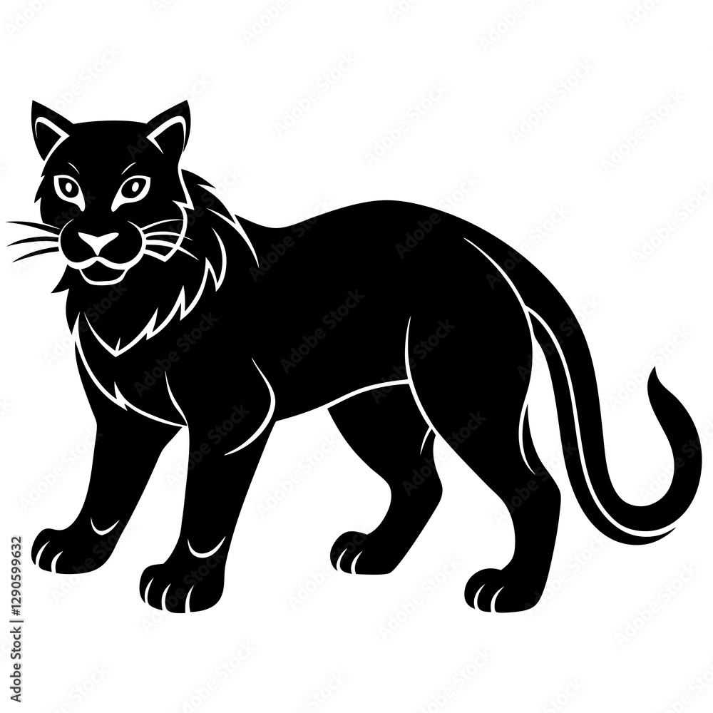 Minimalist Wildcat Silhouette Icon Perfect for Logos & Designs. Minimalist Wildcat Silhouette Icon Perfect for Logos & Designs.
