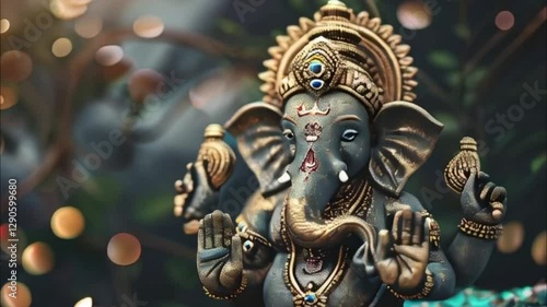 Wallpaper Mural Bright holiday composition for happy Ganesh Chaturthi, abstract vivid composition consists of fictional unreal fantastic vision on background Torontodigital.ca