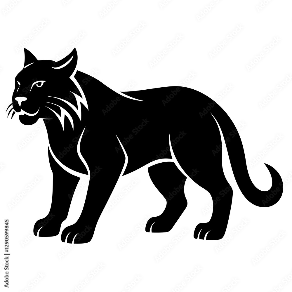 Wildcat Silhouette Vector Icon High-Quality Design on White Background. Wildcat Silhouette Vector Icon High-Quality Design on White Background.