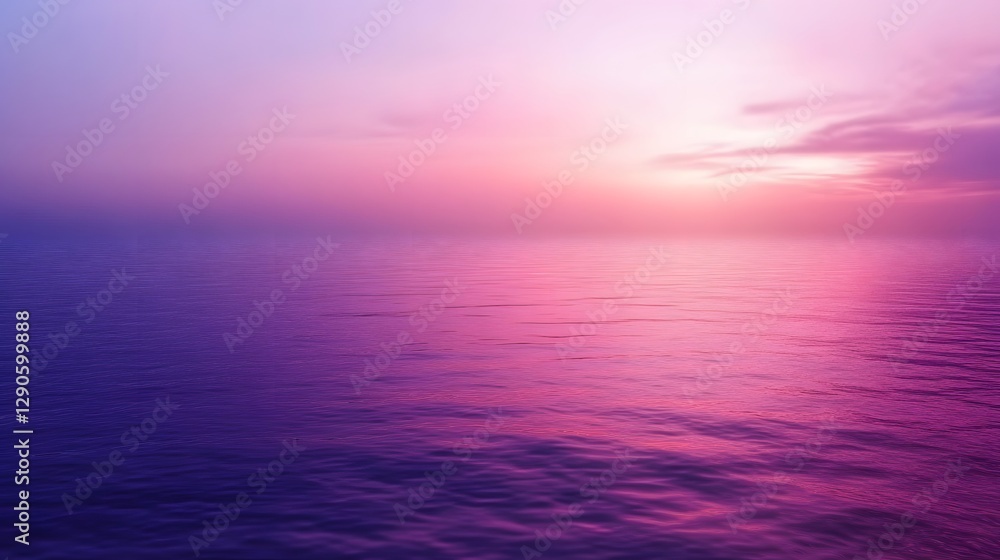 Fototapeta premium Gradient from deep plum to soft lavender, rich and calming, contemporary style. A serene and tranquil seascape captures the calming beauty of a purple sunset.