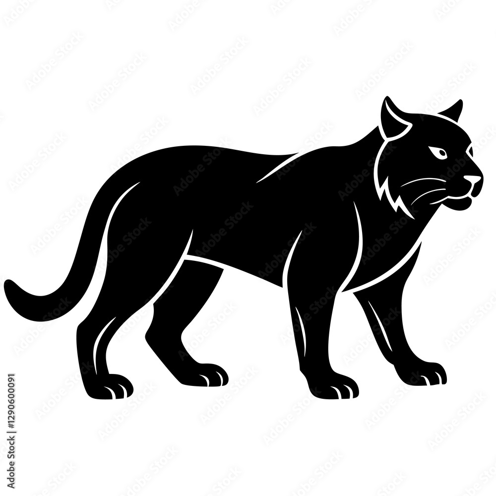 Fototapeta premium Wildcat Silhouette Vector Icon High-Quality Design on White Background.