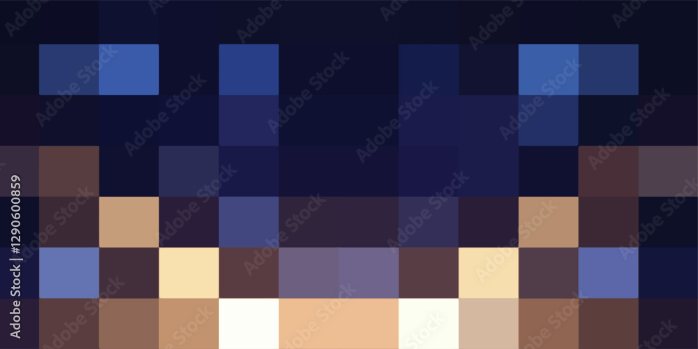 Fototapeta premium Purple abstract pixel texture bg video screen. Tv pattern background with square noise effect. Futuristic broadcast neon gradient banner for