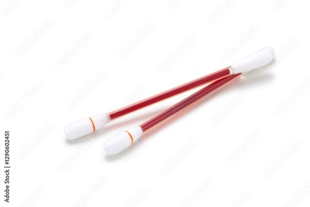 Iodine cotton swabs on white background Iodine cotton swabs on white background