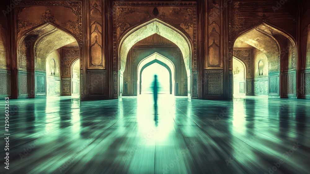 Fototapeta premium Ethereal Glow in Historic Architectural Interior with Arched Doorways