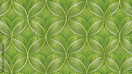 Organic patterns of green wallpaper with wavy lines and circular shapes in nature-inspired design