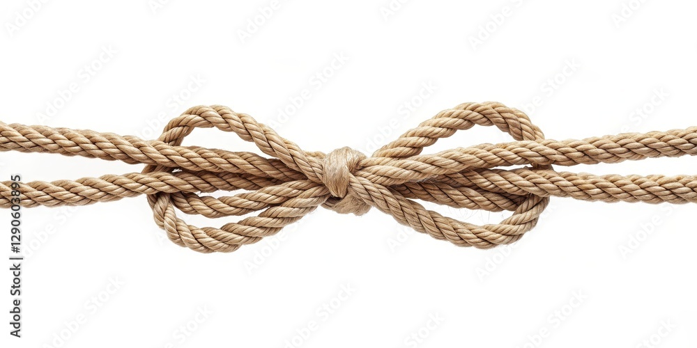 A delicate bow knot tied in a intricate pattern on a length of twine or string A delicate bow knot tied in a intricate pattern on a length of twine or string