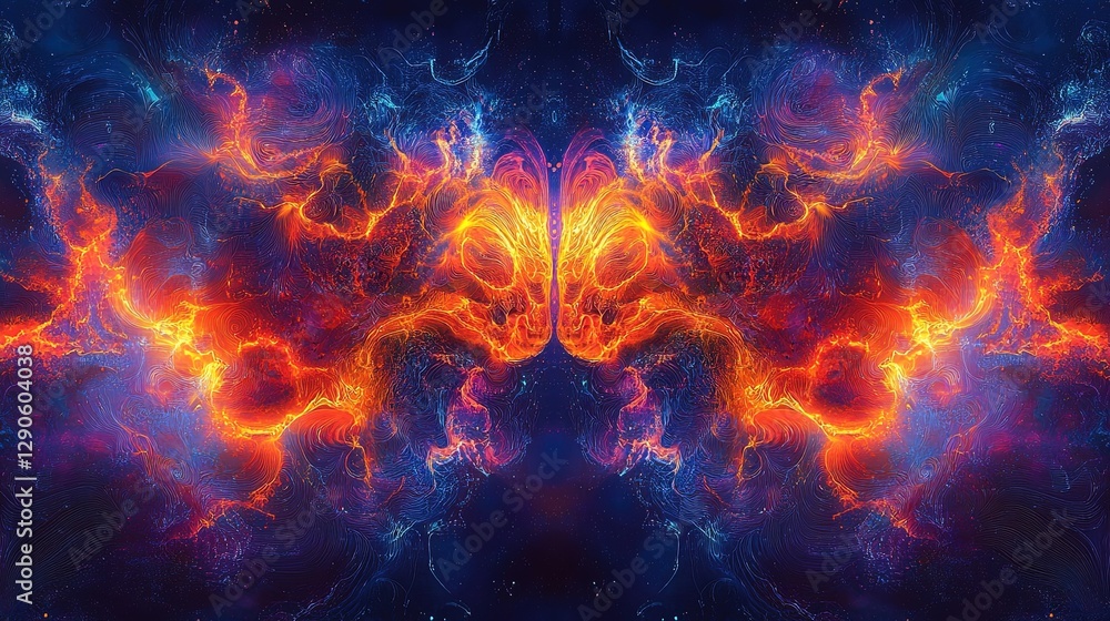 Fototapeta premium Abstract design of a brain with glowing neural paths, digital energy patterns, and cosmic light 