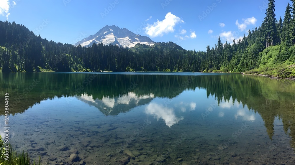 Scenic lake surrounded by mountains, clear blue sky reflecting on water, ideal for nature lovers and peaceful retreats. Scenic lake surrounded by mountains, clear blue sky reflecting on water, ideal for nature lovers and peaceful retreats.