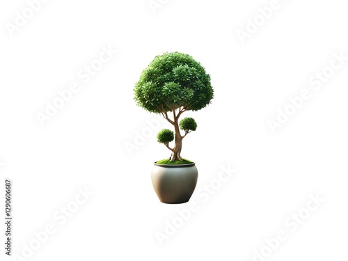 Tree in ceramic pot isolated on white background. Plants growing in pots or planters. beautiful natural home decorations. Interior design