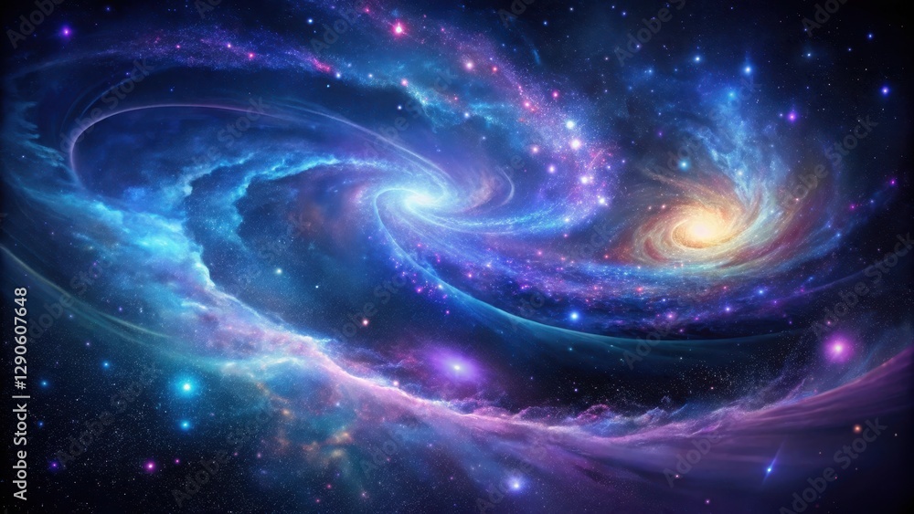 Cosmic swirls of iridescent purple and blue hues suspended in mid-air amidst a dark, starry expanse, swirly, space, swirly Cosmic swirls of iridescent purple and blue hues suspended in mid-air amidst a dark, starry expanse, swirly, space, swirly