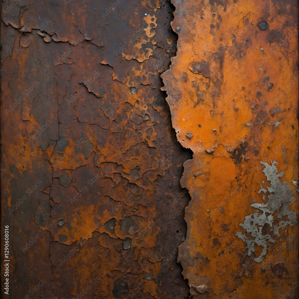 Rusty metal texture showcasing peeling paint and corrosion in industrial setting Rusty metal texture showcasing peeling paint and corrosion in industrial setting