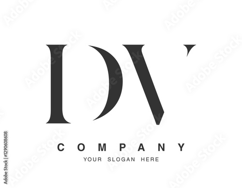 DV logo design. Initial letter d and v serif font style. Creative classic company name typography. Trendy logotype or identity.