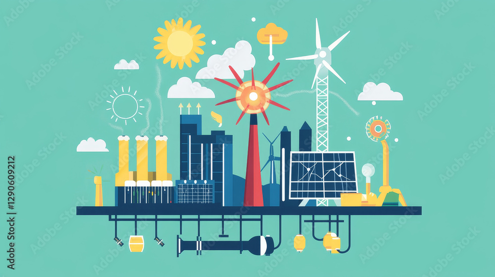 Energy outline colorful style and resource icon set vector illustration electricity industrial current. Energy outline colorful style and resource icon set vector illustration electricity industrial current.