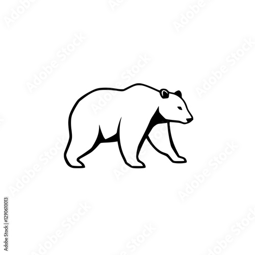 Bear Icon: A Minimalist Line Art Illustration of a Walking Bear on White Background.