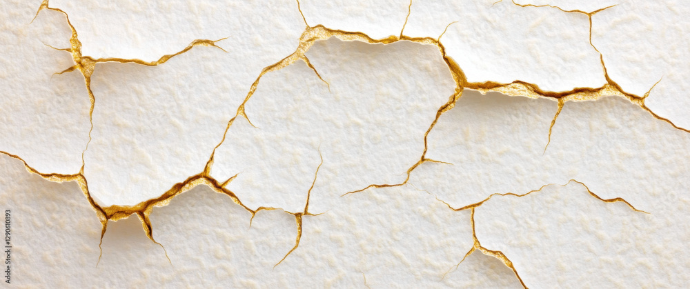 Cracked wall texture with golden highlights, showcasing intricate patterns and depth. This abstract design adds unique touch to any space, evoking sense of aged elegance Cracked wall texture with golden highlights, showcasing intricate patterns and depth. This abstract design adds unique touch to any space, evoking sense of aged elegance