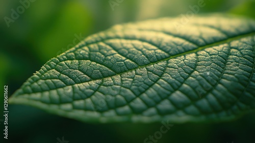 Close-up of a vibrant leaf, bathed in sunlight, in a garden setting