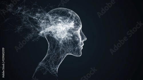 Abstract representation of a human head with neural connections