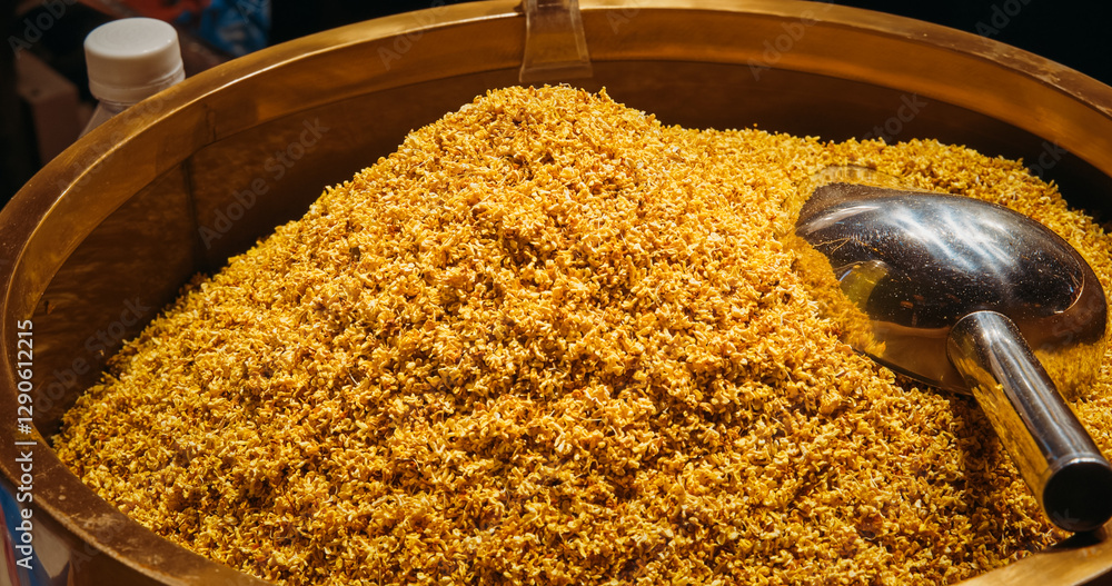 Chengdu, Sichuan, China. Pile Of Berry Flower Tea. Chinese Tea. Heaping Pile Of Flower Tea Ready To Brewed For Delicious And Healthy Beverage