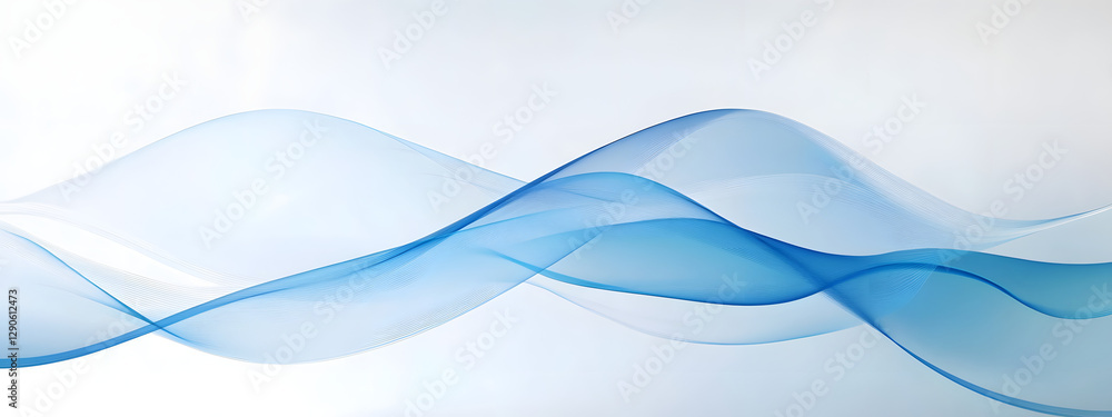 Fototapeta premium Blue wave lines background vector presentation design with copy space 