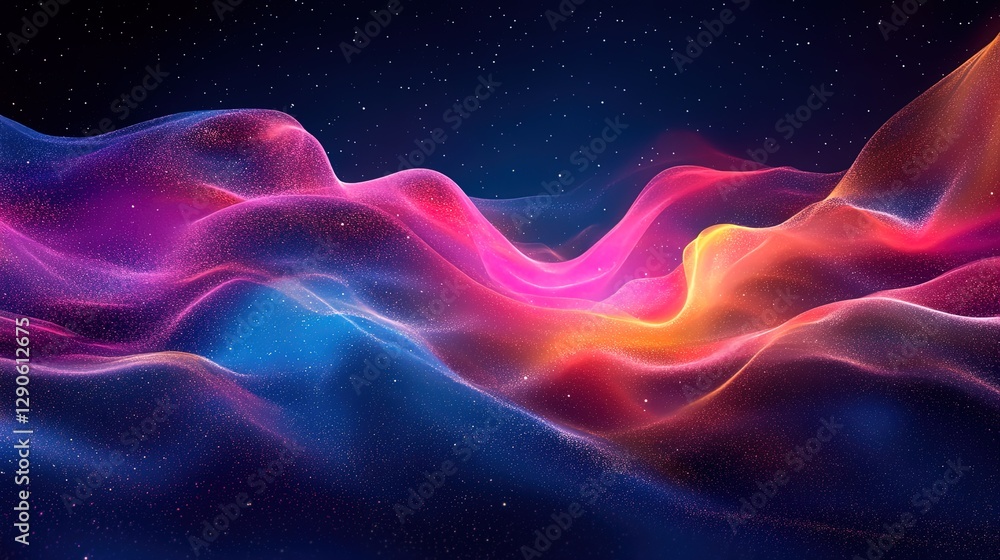 Fototapeta premium Space-inspired abstract background with glowing celestial bodies, cosmic dust, and interstellar energy waves 