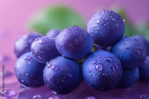 Wallpaper Mural Fresh Dew-Kissed Purple Grapes on Vibrant Background - Natural Fruit Photography Torontodigital.ca