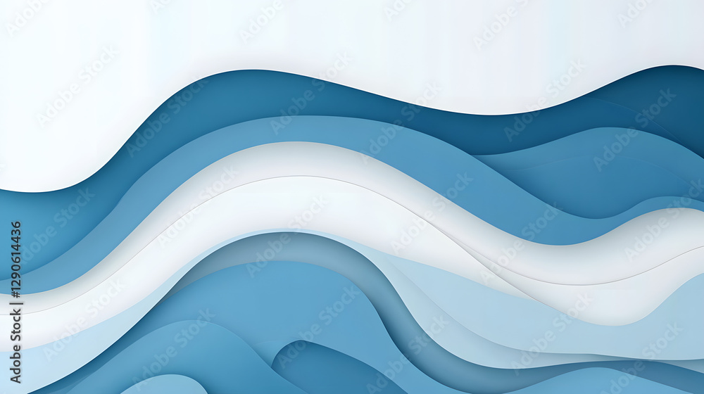 Fototapeta premium Blue wave lines background vector presentation design with copy space 