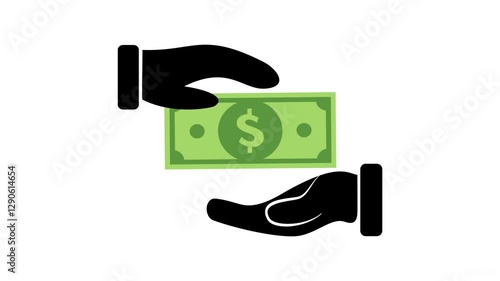 stop and anti corruption. touch less payment, does not serve cash payments, no cash money flat icon 4k video.