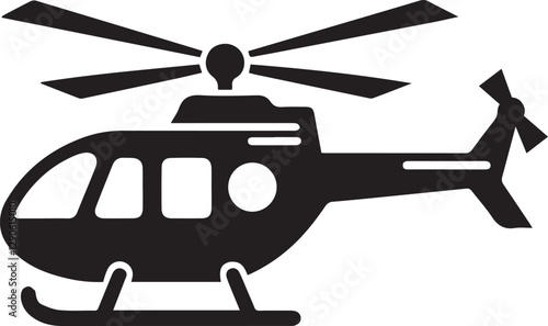helicopter silhouette vector, copter icon vector illustration 