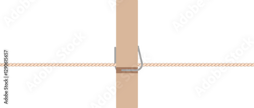Illustration of a hanging clothespin or clothes peg on a rope.