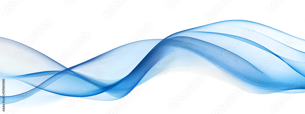 Obraz premium Blue wave lines background vector presentation design with copy space 