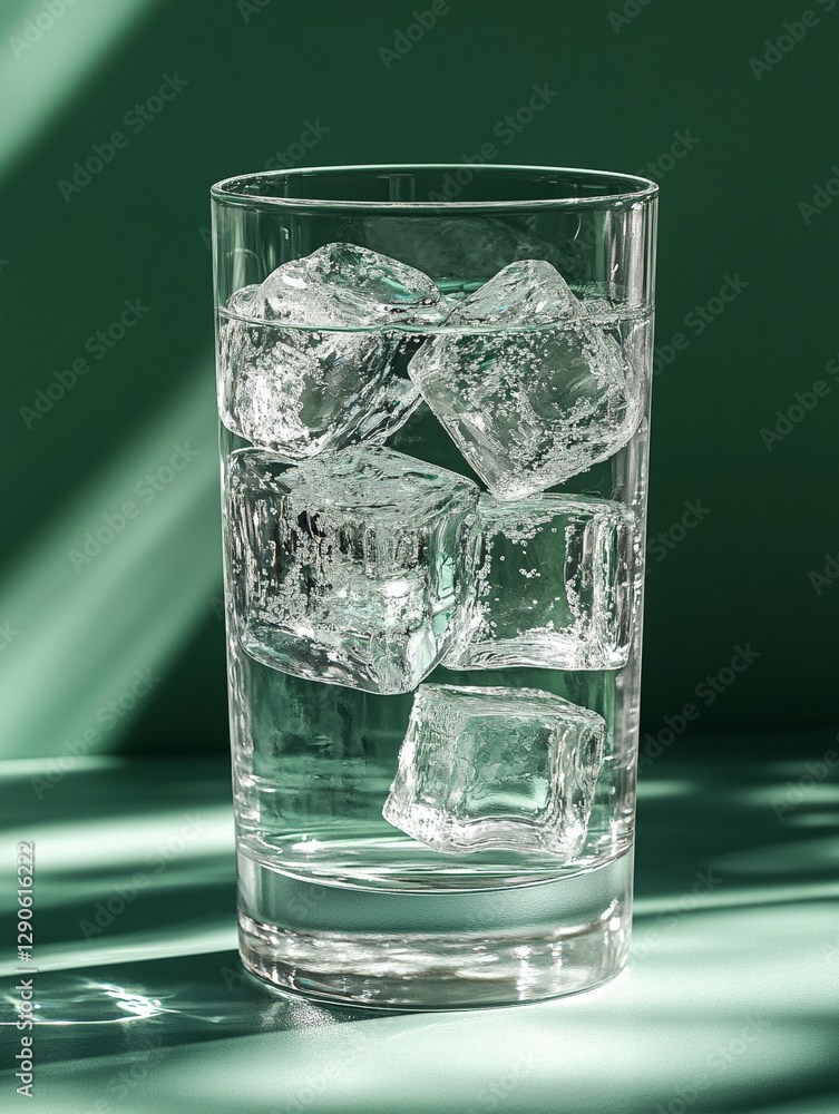 Refreshing glass of iced water with clear cubes Refreshing glass of iced water with clear cubes