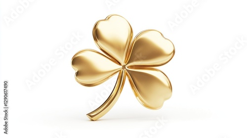 Golden Clover Isolated White Background