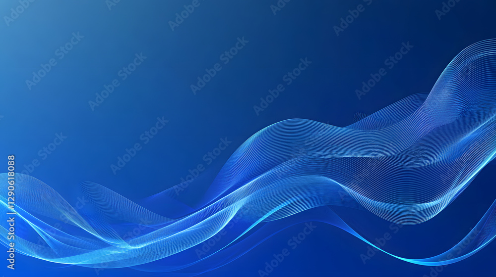 Fototapeta premium Blue wave lines background vector presentation design with copy space 
