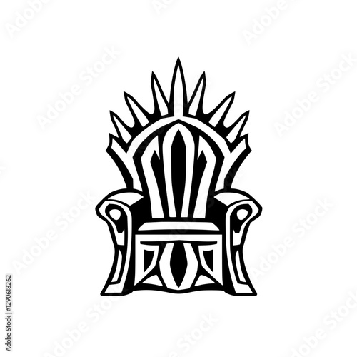 Black and White Throne: A High-Contrast Illustration of Royal Authority and Power.